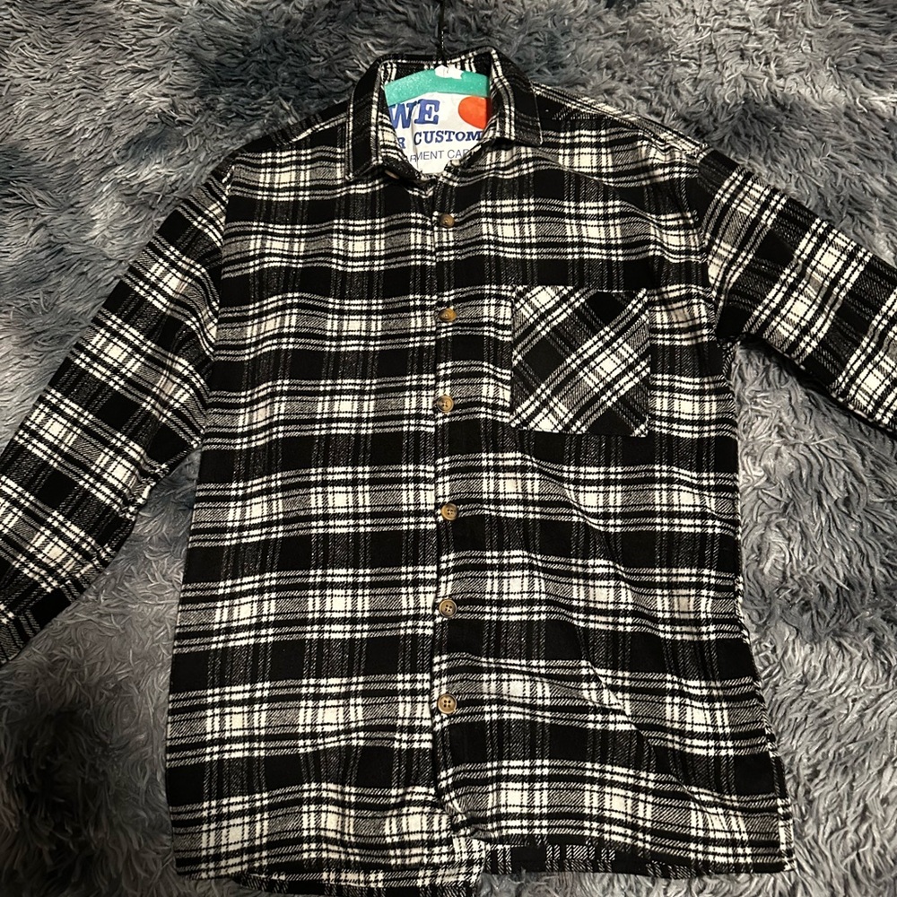 Hawkkings Black and White Flannel Shirt Men’s Size Small
